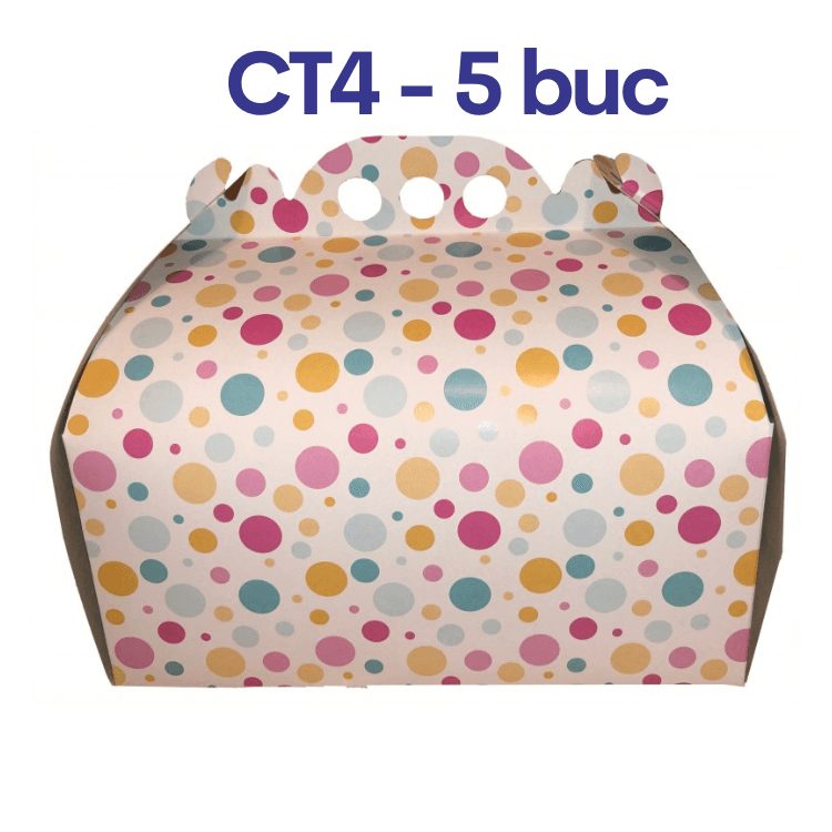 Cutii tort CT4 cu buline 30x30 cm – 5 buc.