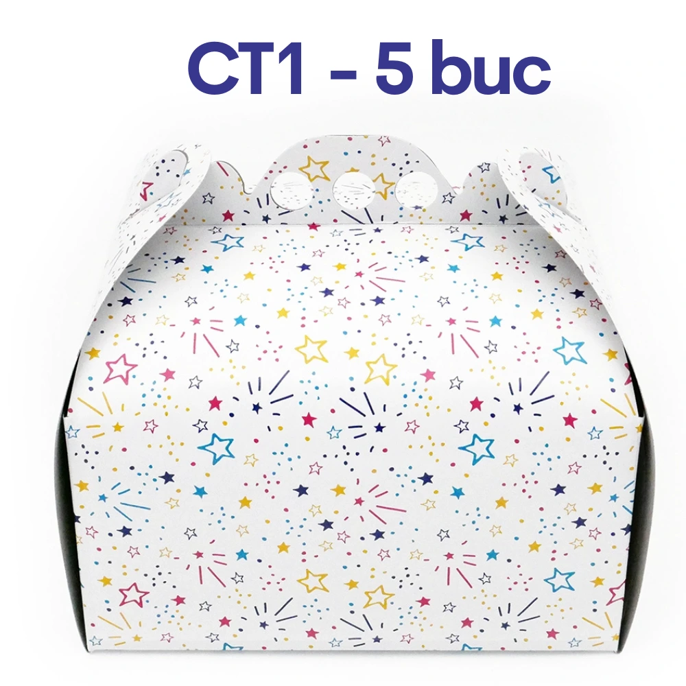 Cutii tort CT1 cu stelute 25×25 cm – 5 buc.