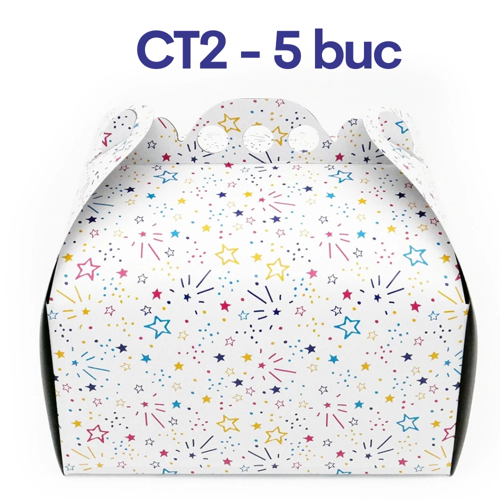 Cutii tort CT2 cu stelute 28×28 cm – 5 buc.