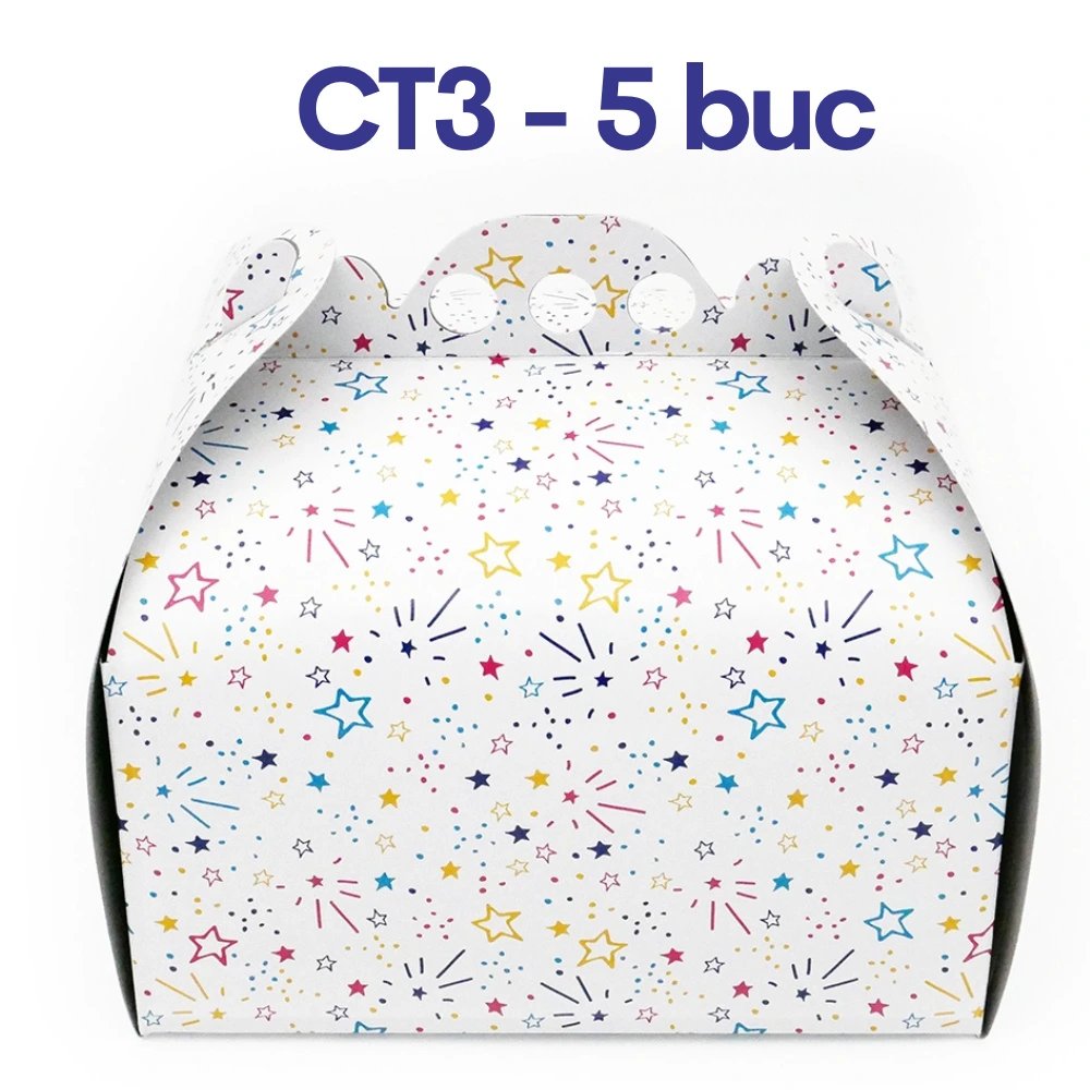 Cutii tort CT3 cu stelute 26×35 cm – 5 buc.